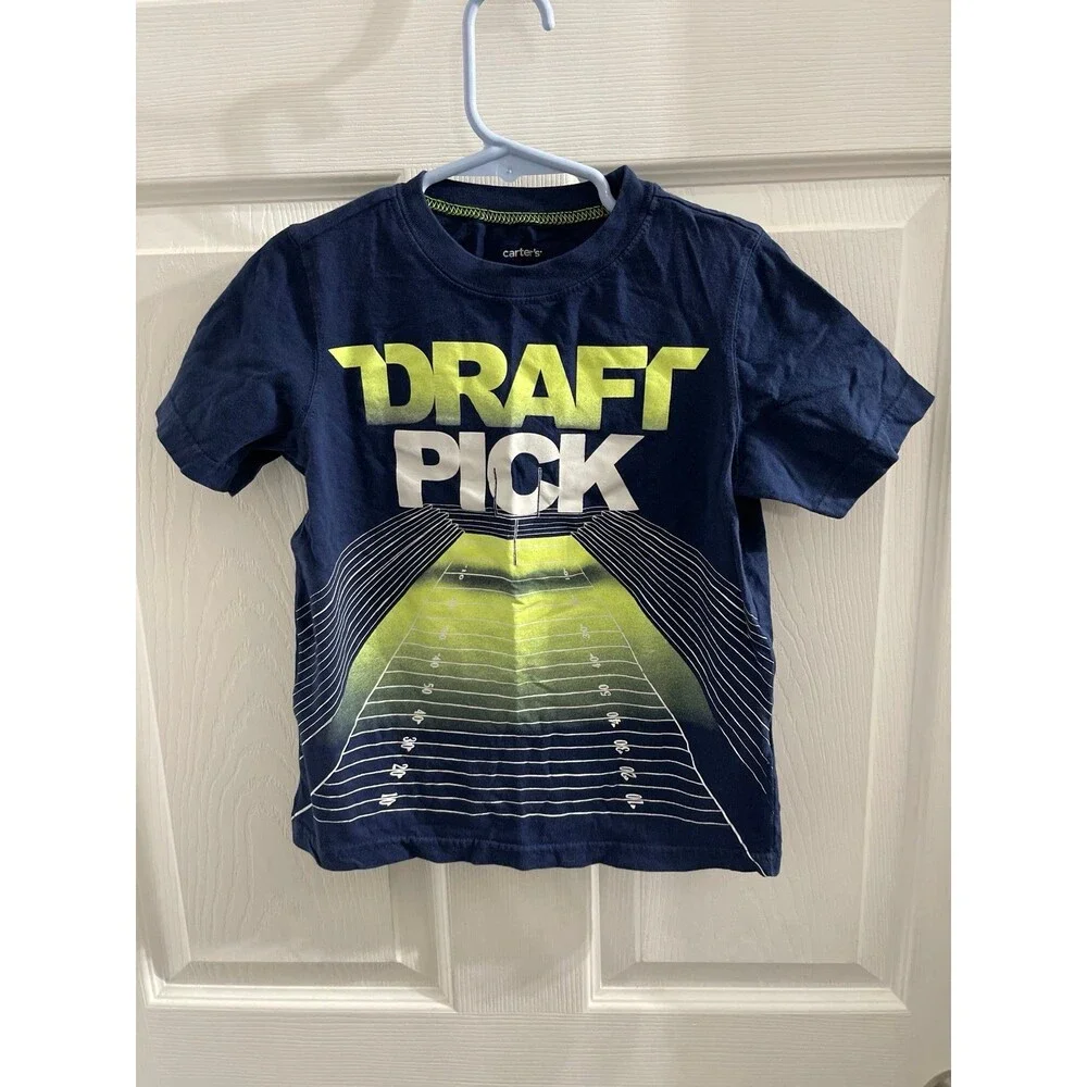 Carter’s Boys Short Sleeve “Draft Pick” T Shirt Size 6 Blue